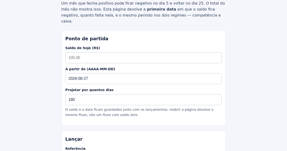 Fluxo de caixa: o dia em que o saldo fica negativo
